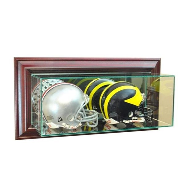 Perfect Cases Perfect Cases WMDBMH-C Wall Mounted Double Mini Helmet Display Case; Cherry WMDBMH-C